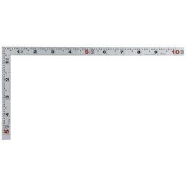 Shinwa Sokutei Measuring Square, Flat, Silver, Same Scale on Front and Back, 10620