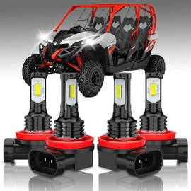 XICNMOYGS H9 H11 Fit for Can Am Maverick Max ATV UTV Motorcycle, High Low Beam LED Headlight Bulbs, Error Free, 6000K White Headlight Bulbs, ATV UTV Exclusive, IP67 Waterproof, Pack of 4