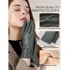 GSG Leather Gloves for Women Winter Warm Wool Lining Lambskin