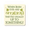Irish Coaster Cork Backed with Irish Eyes Saying and Shamrock
