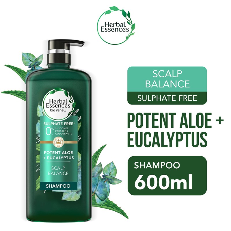 Herbal Essences Sulphate-Free Potent Aloe plus Eucalyptus Cleansing Shampoo 600ml