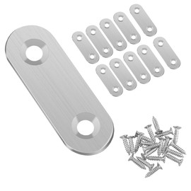 KAKULO 10PCS Flat Straight Brace, Stainless Steel Straight Brackets, Heavy Duty Flat Bracket, Metal Mending Plates Brackets with Screws, Joining Plate for Mending Repair (46 mm x 16 mm)