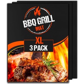 Extra Large BBQ Grill Mat (3 Pack) - BBQ Mats for Gas Grill Reusable, Non Stick Heat Resistant BBQ Mat, BBQ Sheets Grilling Mats, BBQ Mats for Charcoal Grill & Electric, Must Have BBQ Accessories
