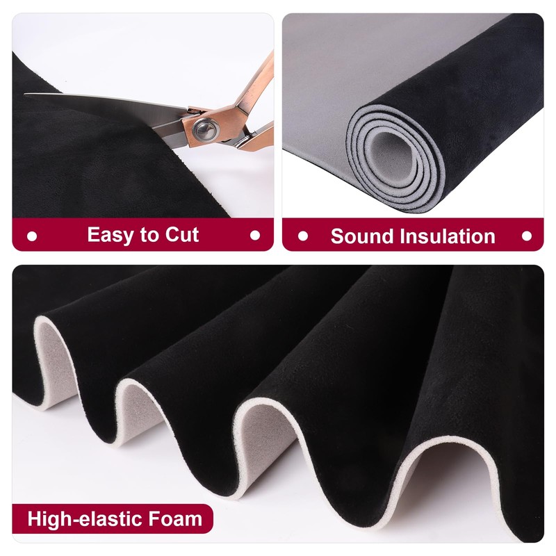 SBWLKJ Black Suede Headliner Fabric 60" Wide by 36" with