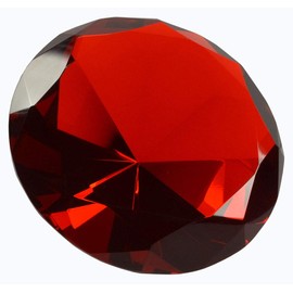 Zoogamo 2” / 60 mm Red Diamond Shaped Glass Crystal Paperweight – Home Office Decor & Valentine's Day Gift Wedding Favors Centerpieces Decoration with Gift Box