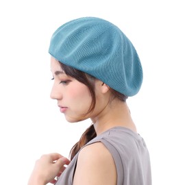 TRAX SHOP TGY-062 Women's Hat, Beret Hat that Can Be Worn Up to Summer, Spring, Summer, Autumn, Women's, Kids, aqua blue