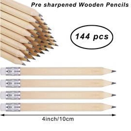 144 Pieces Golf Pencils RUIFUNETEK 4 Inches Wooden Pencils with Eraser HB Golf Pencils Pre-Sharpened Mini Round Pencils for School Office (Log color)
