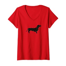 Womens Valentine's Day Dog Owner Weenie Dachshund Lover Wiener Gift V-Neck T-Shirt