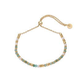 FDEETY Gemstone Beads Bracelet for Women Golden Beads Bracelets Genuine Natural Stone Bracelet Stacking Bracelets Adjustable Bracelet Elegant Everyday Jewellery, Brass