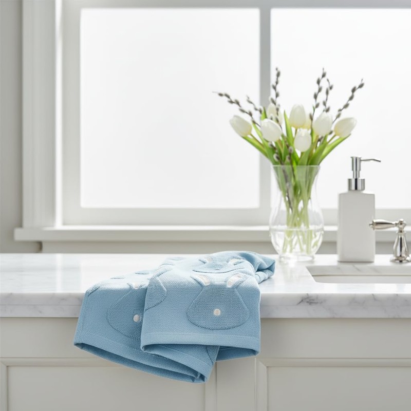 2pcs Easter Bunny Hand Towels Set 100% Cotton Soft Absorbent