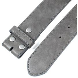BC Belts Leather Belt Strap with Vintage Distressed Texture 1.5" Wide with Snaps (Grey Color-XS)