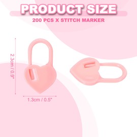 sourcing map 200pcs Stitch Markers, Heart Stitch Locking Stitch Marker Crochet Needle Clip Counter for DIY Handcraft Knitting and Crocheting, Pink