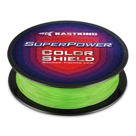 KastKing Superpower ColorShield Braided Fishing Line, Neon Green, 15LB, 500Yards
