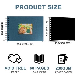 A5 Scrapbook Kit,Scrapbook Photo Album 60 Pages,21.5×15 cm DIY Photo Album,Picture Book with 8 Pens,Sturdy Cover Memory Book Scrapbook for Anniversary, Wedding, Birthday, Baby Shower (Blue)