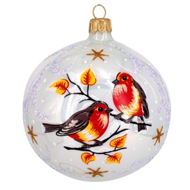 HolidayGiftShops Glass Christmas Tree Ball Birds Ornament