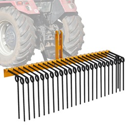 72 Inch Durable Pine Straw Rake Spring Landscape Rake with 21 Tines and Fits 2" Receiver for Lawn Tractors or ATV/UTV, Yellow