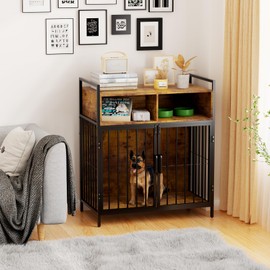 aboxoo Dogs Crate 32/40 Inches Furniture Style Dog Crate for Medium Small Dog,Indoor Dog Kennels,Wood Dog Cage Table with Drawers Storage(Rustic Brown)