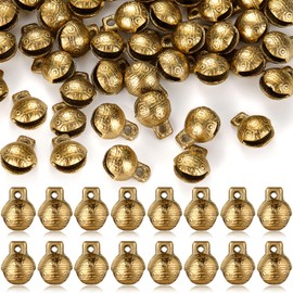 100 Pcs Vintage Bells for Crafts Brass Bells Mini Craft Bells Small Tibetan DIY Jewelry Making Charms Pendants for Necklace Bracelet Decor Pet Bell Dog Collar Bells Home Door Decor