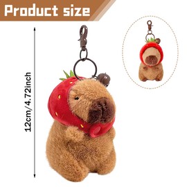 LGWJHCY Capybara Plush Keychain, Pendant Toy Decoration, Strawberry Hat, Realistic Capybara Cuddly Toy, Capybara Pendant for Backpack, Birthday Gift.（Strawberry）
