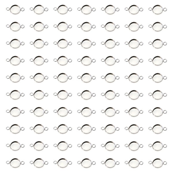 Shapenty Stainless Steel Pendant Bezel Trays Connectors with Double Loops