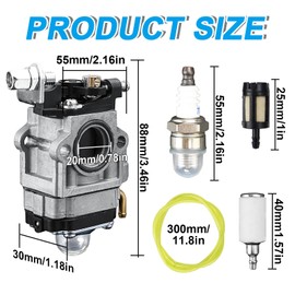 Carburettor for Brush Cutter 52cc 49cc 43cc Lawn Mower Engines Carburettor Set with Gasket, Hose, Spark Plug and Fuel Filter