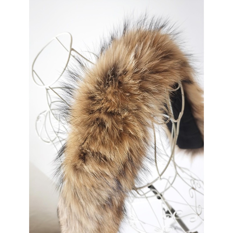 Real Pelts Collar Women Neck Warmer Scarf Raised Raccoon Hairs