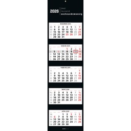5-Monatskalender Black 2026 - Büro-Kalender 33x20 cm (geschlossen), 33x120 (geöffnet) - faltbar - mit Datumsschieber - Alpha Edition