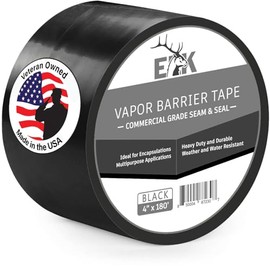 ELK Vapor Barrier Tape - 4” x 180ft - PE 7mm Polyethylene Seam Tape - Moisture Barrier Seam & Seal for Crawlspace Encapsulations or Waterproof Marine Tape - Black