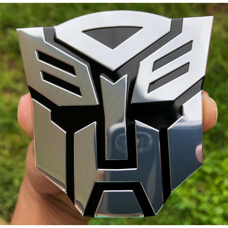 (2 PACK) ALUMINUM Transformers Autobots Optimus Prime Car Sticker Decal