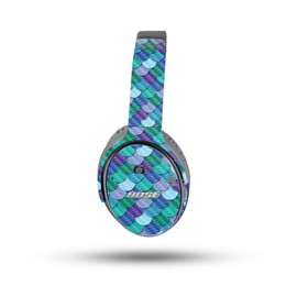 MightySkins Carbon Fiber Skin Compatible with Bose QuietComfort 35 II Headphones - Blue Scales | Protective, Durable Textured Carbon Fiber Finish | Easy to Apply