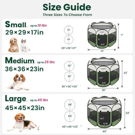 Love's cabin Pet Puppy Dog Playpen, Small Dog Tent Crates Cage Indoor/Outdoor, Portable Playpen for Cat, Foldable Pop Up Dog Kennel Playpen with Carring Case, Removable Zipper Top, Olive Green