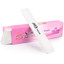 10PCS Jumbo Size PANA Professional Double Sided Nail Files - White, 100/100 Grit - Emery Board Nail Buffering File Manicure Pedicure Nail Polisher Washable