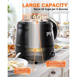 PYY Commercial Soup Kettle - 10.5QT/2.2GAL Soup Warmers with Lid, Countertop Electric Soup Pot,Detachable Stainless Steel Insert Pot for Parties Restaurant Buffet Big Family