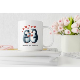 Penguin Love Mug 11oz White Ceramic Mugs Gift for Him Her Girlfriend Boyfriend Valentines Birthday Anniversary Christmas