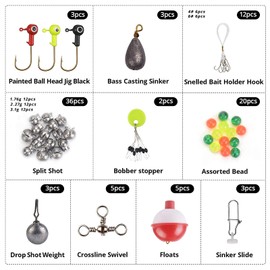 MadBite Professional Freshwater Terminal Tackle Kits, 214pcs Fishing Tackle with Tackle Box