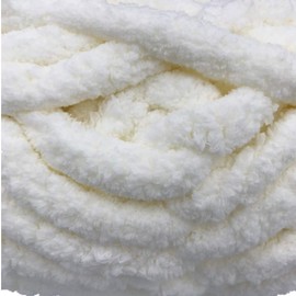 Chunky Chenille Yarn White 6 Pack 163 Yards 48oz for Blanket, Super Soft Thick Fluffy Jumbo Giant Washable Polyester Big Yarn for Hand Knitting Extreme DIY Arm Knitting Blankets Throw Rugs Pillow