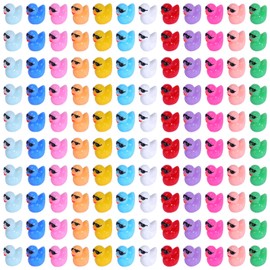 WEWAYSMILE 120pcs 12 Styles Mini Resin Figurines, Tiny Resin Ducks Miniature Figures, Mini Bright Resin Ducks, with sunglasses, for Home Garden Doll Room Landscape Decoration DIY