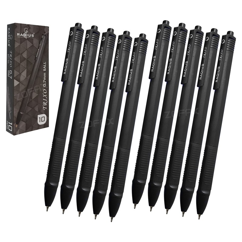 TriadRT Retractable Ballpoint Pens, BLACK, Fine Point (0.7mm), Pack of