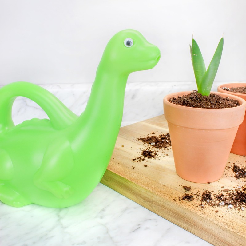 Cornucopia Brands Green Dinosaur Watering Can; Novelty Plastic Waterer Toddler-Friendly
