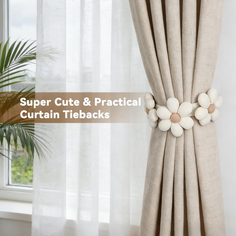 Curtain Tiebacks | Magnetic Wood Bead Curtain | Sunflower Curtain