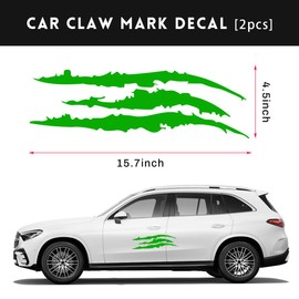 Wevdn 2 PCS Car Claw Mark Stickers, Automotive Vinyl Claw Mark Decals for Hood Headlight, Universal Car Claw Mark Decoration Stickers Fit Cars Trucks SUVs, Car Accessories (Green)