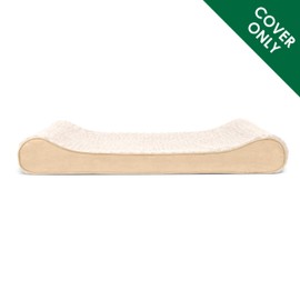 Furhaven Replacement Pet Bed Cover - Luxe Lounger Ultra Plush Curly Fur Contour Washable Dog Bed Mattress Cover, Cream, Jumbo (X-Large)