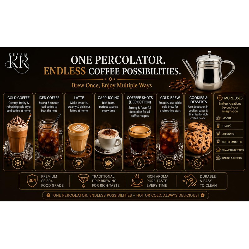 KERAM Percolator Coffee Pot, 13.52 fl oz / 400 ml,