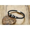 Men's Football Soccer Ball Charm on Braided Genuine Leather Bangle