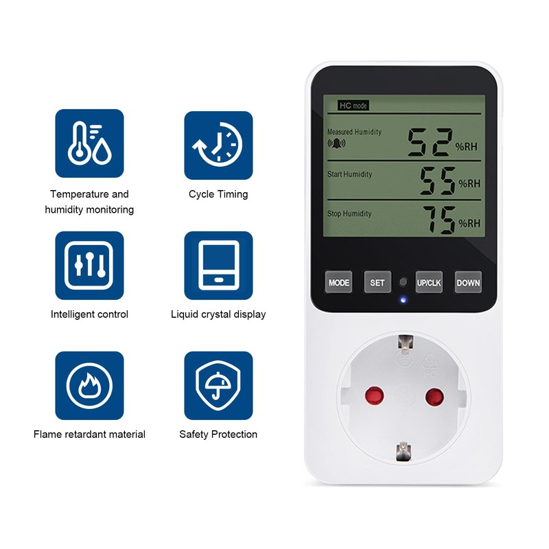 ASOFTY Humidity Controller Temperature Controller Socket, Digital Hygrostat Humidity Controller