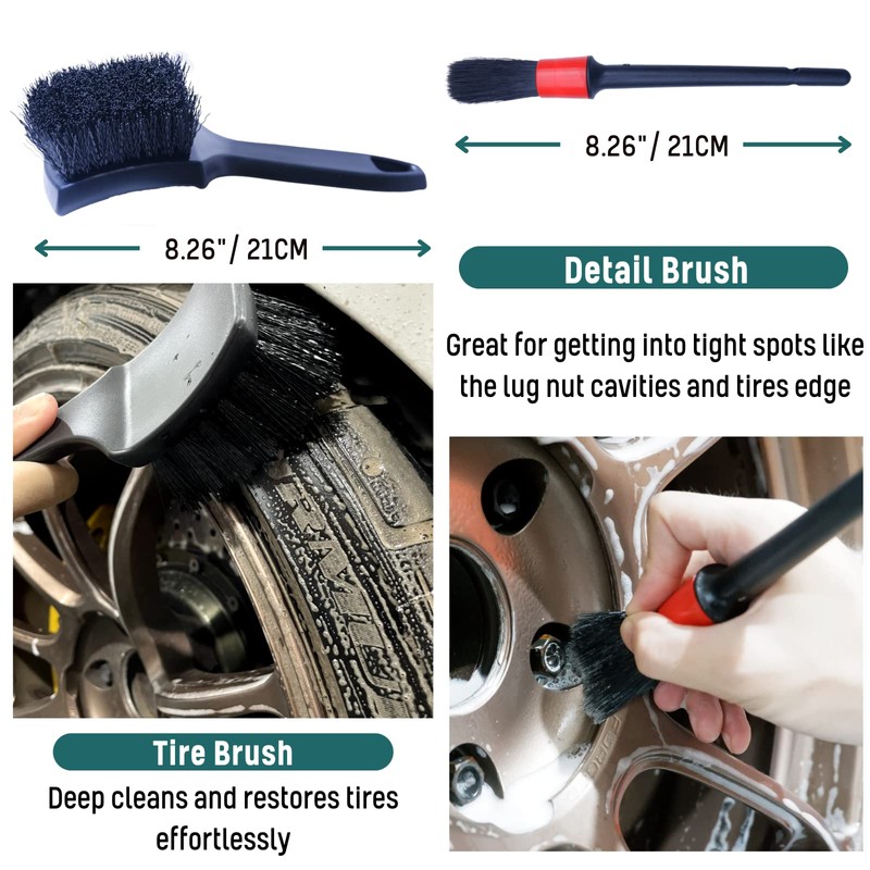 oesee Professional 4 Pack Long Handle Wheel Brush Kit for