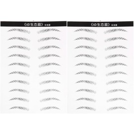 STOBAZA Pegatina para Cejas 6d de Simulación, Negra, para Mujer 2 Láminas, Fibra Artificial Película, Uso Fácil, Forma Única