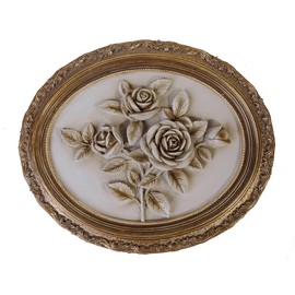 S-MANTIS Vintage Wall Sculpture,Antique Pediment,Hallway Wall Art,Hand Painted Flower Wall Decoration Accent Artworks for Indoor Kitchen Bedroom Living Room Office Outdoor Garden Patio (Bronze & White)