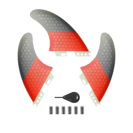 FGM Honeycomb Fiberglass Surfboard 3 Fins Set - Dual Tab Surf Fins for Shortboards, Paddleboards, and Longboards - Includes Installation Tools and Storage Bag