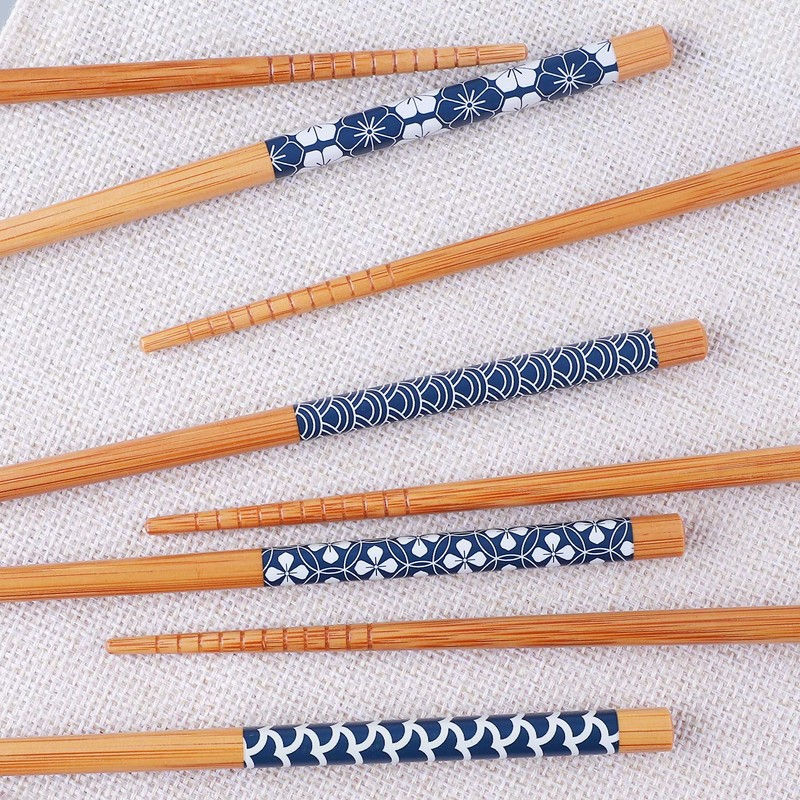 Antner 5 Pairs Natural Bamboo Chopsticks Reusable Classic Japanese Style